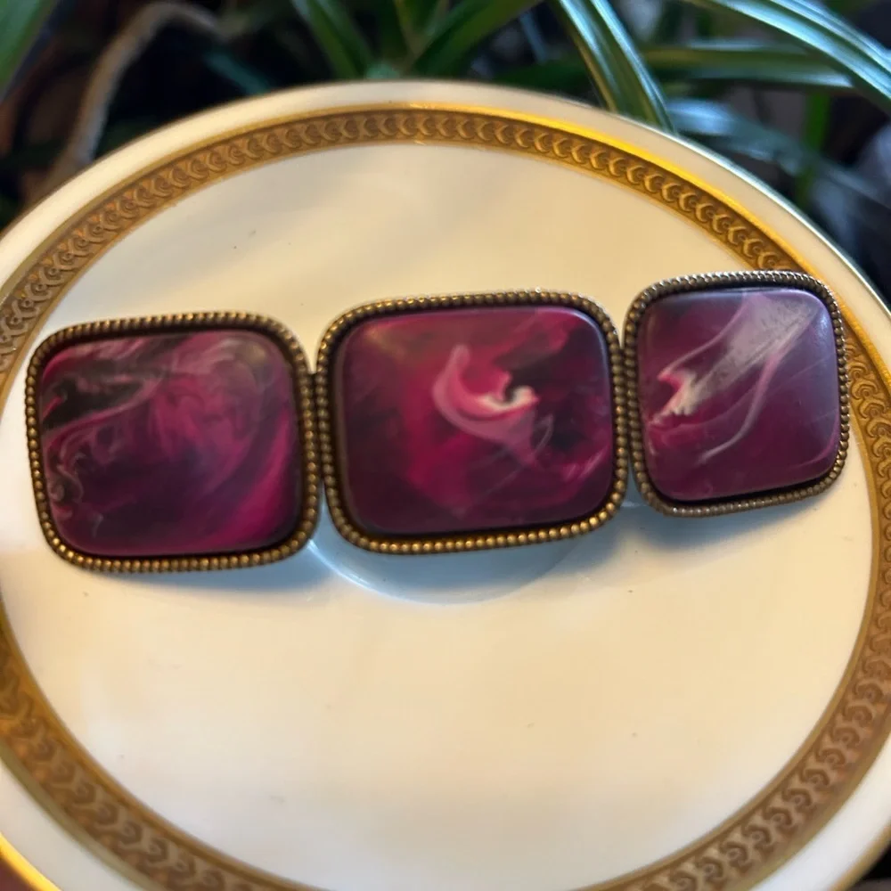 Vintage Marbled Berry Barrette